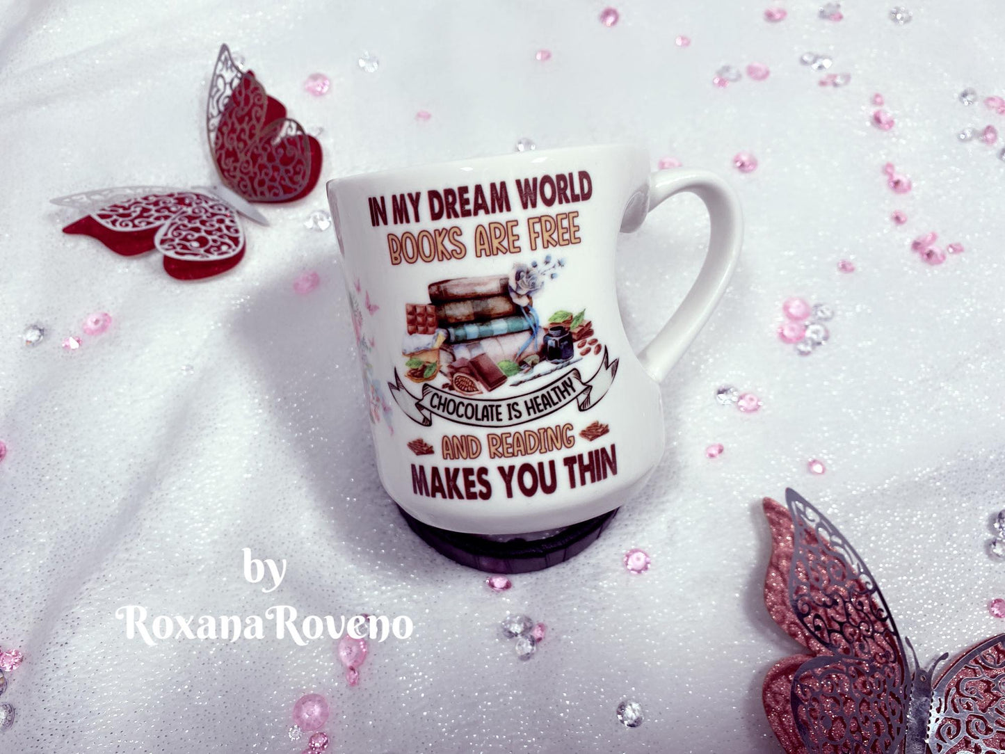 Dream World, Books are Free, Book Lover 11oz Heart Mug