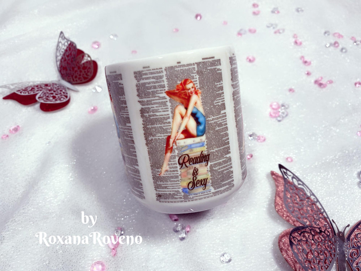 Reading is Sexy, Red Hair Girl, Book Lover 11oz Heart Mug