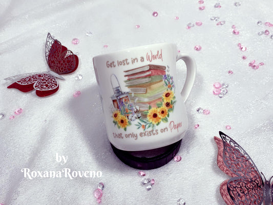 Get lost in BOOKS, Book Lover 11oz Heart Mug