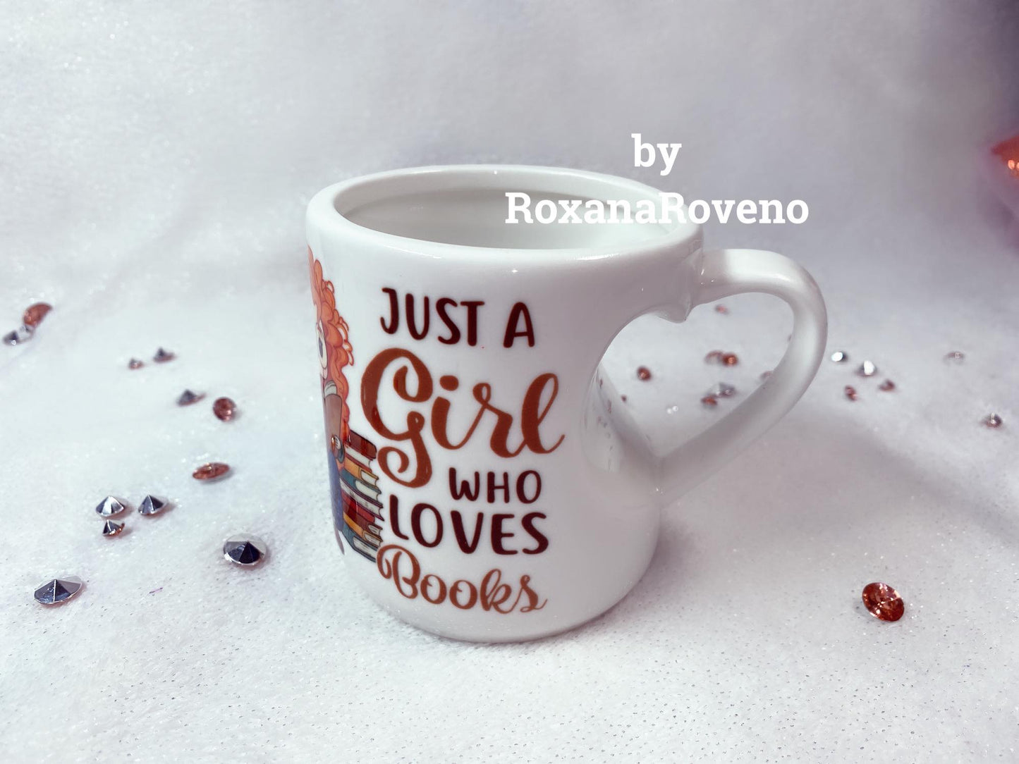 Just a Girl who Loves books, Orange hair Girl, 11oz Heart Mug