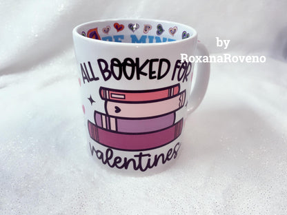 All Booked for Valentines, Girl reading on the sofa, 11oz Mug