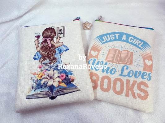 Flower book Girl reading, Book Sleeve