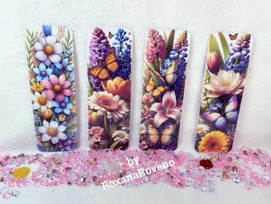 Flower Flower, 4 pieces Laminated Paper Bookmarks Set