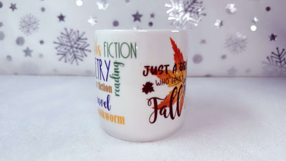 Autumn Gnome Leaf, book lover 11oz Heart Mug