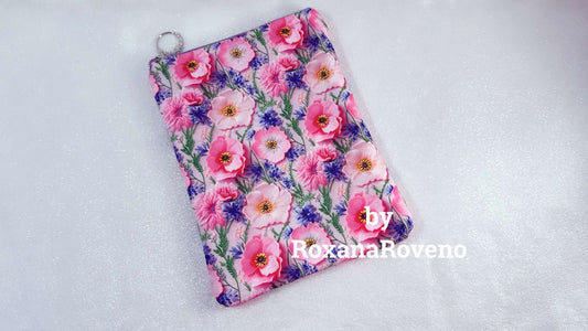 Pink Blue Flowers, Waterproof Book Sleeve