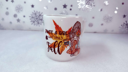 Autumn Gnome Leaf, book lover 11oz Heart Mug