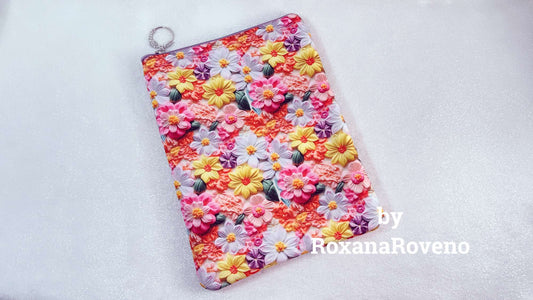 Yellow Pink White Clay Flowers, Waterproof Book Sleeve