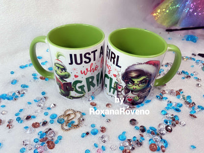 Just a Girl who Loves Green, book and coffee, 11oz Mug