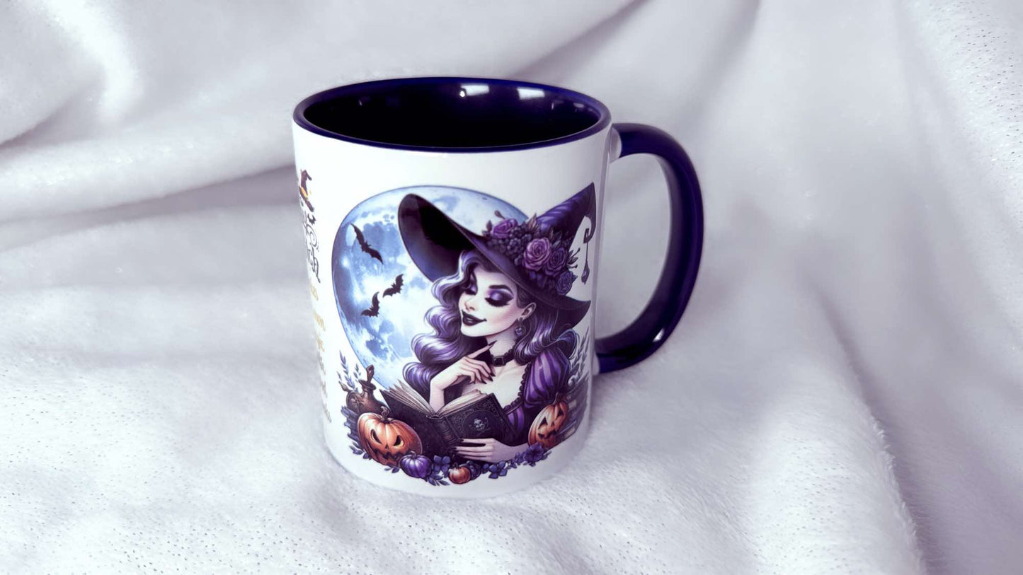 Classy Witch makes her own magic with good books, 11oz Mug