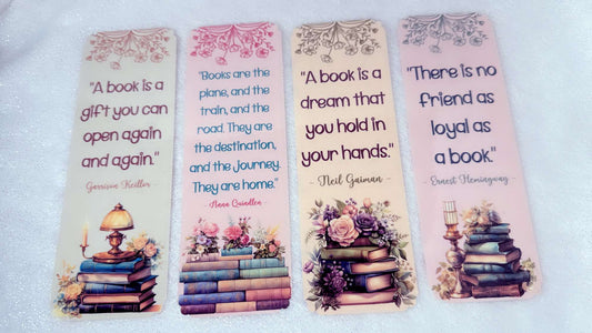 A book is a Gift, 4 Laminated Paper Bookmarks Set